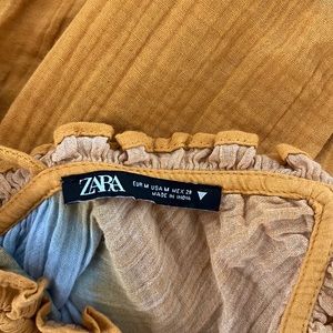 Zara long dress, orange and black with spaghetti straps